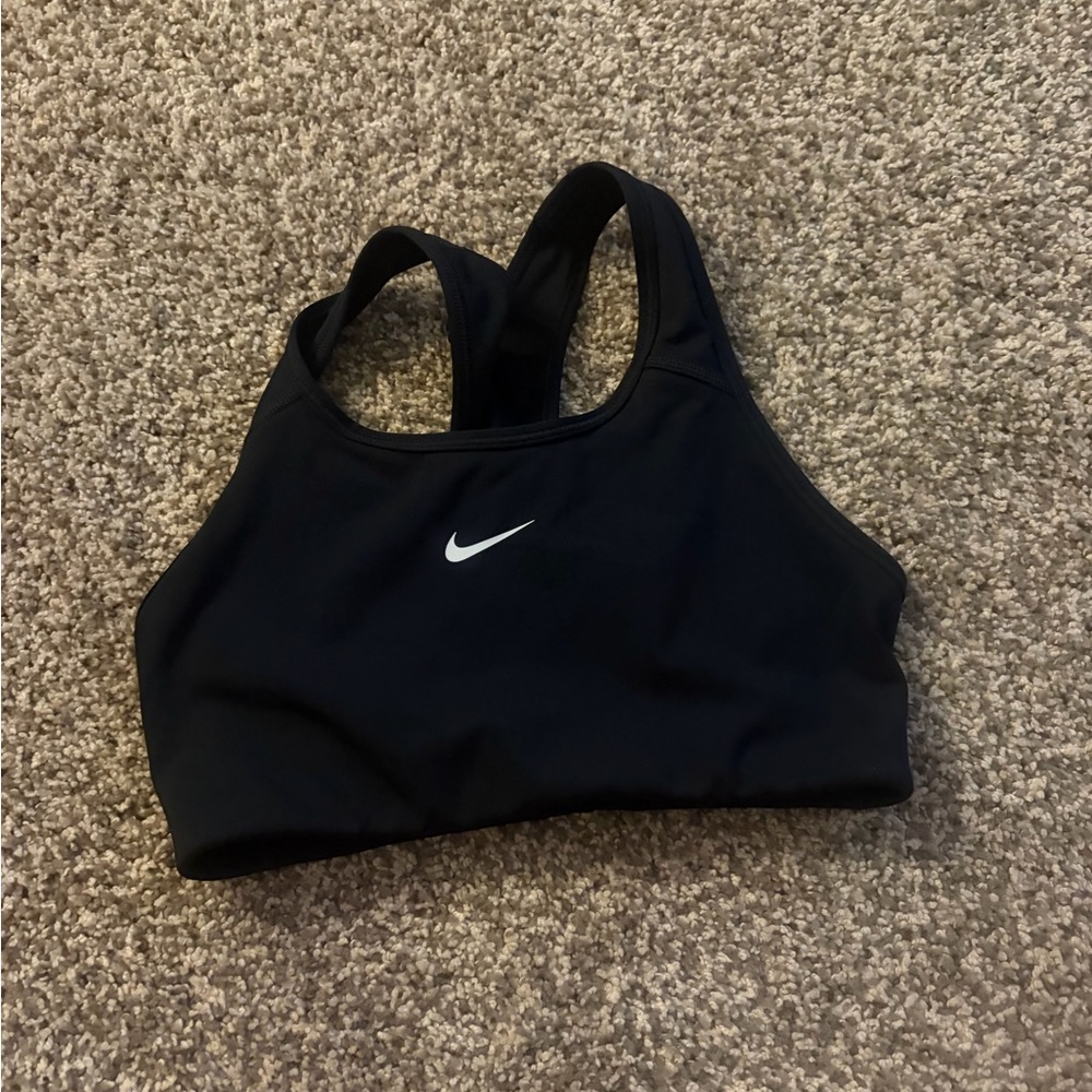 Nike Black Sports Bra with White Swoosh Logo